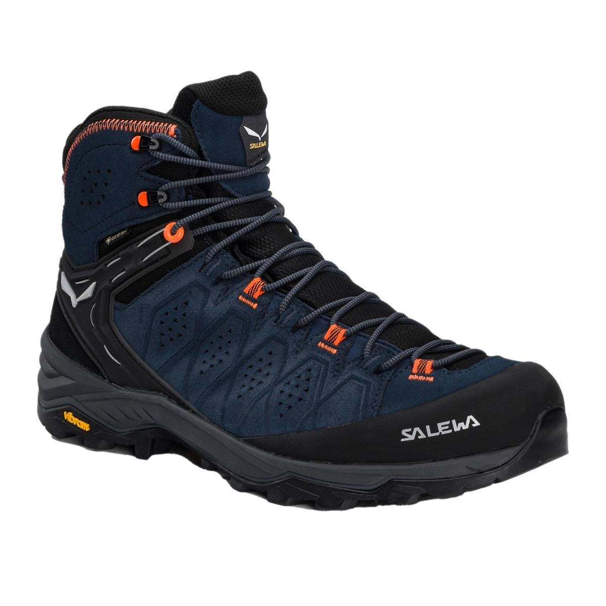 SALEWA MS ALP Trainer 2 Mid GTX, męskie buty trekkingowe, Dark Denim/Fluo Orange, 46.5 EU, Dark Denim Fluo Orange, 46.5 EU