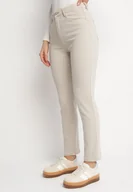 Spodnie damskie - Jasnobeżowe Bawełniane Jeansy o Klasycznym Kroju Nallinda - miniaturka - grafika 1