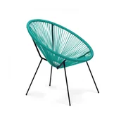 Fotele i krzesła ogrodowe - Fotel ogrodowy Rebecca Mobili Trillium 80x70x76 Stal PE Turkusowy Czarny Vintage - miniaturka - grafika 1