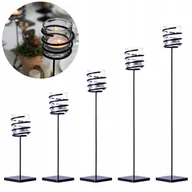 Świeczniki - Świeczniki Czarne Metalowe na Tealight Szklany Klosz + Świeczki Zestaw 5 szt - miniaturka - grafika 1