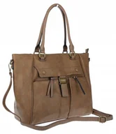 Torebki damskie - Torebka Damska Listonoszka Shopper Duża A4 Torba na Ramię CH66811 Brązowa - miniaturka - grafika 1