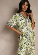 Koszule damskie - Zielona Wiskozowa Koszula w Kwiaty Milandena - miniaturka - grafika 1