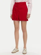 Spodnie sportowe damskie - Tommy Hilfiger Szorty materiałowe WW0WW42457 Czerwony Regular Fit - miniaturka - grafika 1