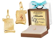 Zawieszki - Murrano Złota Zawieszka 333 Matka Boska na Papirusie Kolor Grawer ZZ-183 - miniaturka - grafika 1