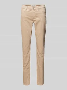 Spodnie aksamitne o kroju slim fit z mieszanki bawełny i wiskozy model ‘LULEA’ - Spodnie damskie - miniaturka - grafika 1