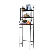 Szafki łazienkowe - Półka łazienkowa nad toaletą, wielopoziomowa, czarna - miniaturka - grafika 1