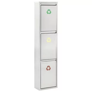 vidaXL Kosz do segregacji śmieci, srebrny, stal nierdzewna, 3x8 L vidaXL - Kosze na śmieci - miniaturka - grafika 1