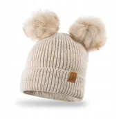 Czapki damskie - NANDY czapka DWA POMPONY gruba POLAR dziecięca - miniaturka - grafika 1
