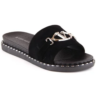 Klapki z ozdobą Vinceza W 30183 czarne - Klapki i japonki damskie - miniaturka - grafika 1