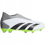 Piłka nożna - Buty piłkarskie dla dzieci adidas Predator Accuracy.3 Laceless FG biało-sza - miniaturka - grafika 1