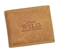 Portfele - Portfel Męski Skórzany ALWAYS WILD Skóra Licowa Mały Poziomy RFID N0035-CHM/8717 KONIAKOWY 10 x 9 x 2 [cm] - miniaturka - grafika 1
