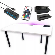 Biurka gamingowe - Biurko Gamingowe Białe 120X60 Przepust Gniazdo Usb - miniaturka - grafika 1
