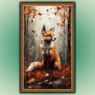 Rękodzieło - TEMU Zestaw do Malowania Diamentowego 5D, Mały Lis Siedzący Pod Klonem Motyw, Okrągłe Hafty Diamentowe, Pełne Diamentowe Płótno DIY, Mozaika - miniaturka - grafika 1