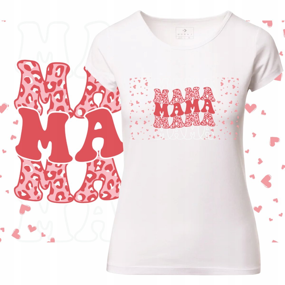 T-SHIRT DAMSKI KOSZULKA NADRUK SERDUSZKA MAMA DZIEŃ MATKI PREZENT XXL