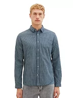Koszule męskie - TOM TAILOR Męska koszula o regularnym kroju ze wzorem w kratę, 30165-Salvia Green Navy Small Check, XXL - miniaturka - grafika 1