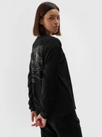 Koszulki sportowe damskie - Damski longsleeve z nadrukiem 4F 4FWAW24TLONF311 - czarny - miniaturka - grafika 1