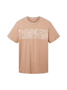 TOM TAILOR T-shirt męski z nadrukiem palm, 24048 - Desert Fawn, L - Koszulki męskie - miniaturka - grafika 1