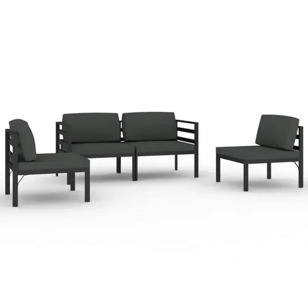 Zestaw wypoczynkowy aluminiowy antracytowy 8-el. 70x70x64,5 cm, poduszki 10