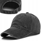 Czapki i chusty sportowe męskie - CZAPKA z Daszkiem Vintage Bejsbolówka Bawełniana GRAFITOWA Pako Jeans - miniaturka - grafika 1