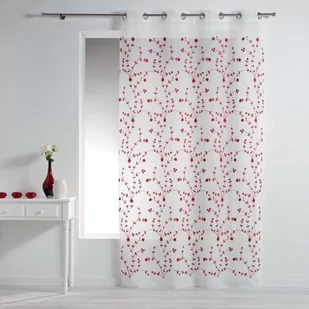 Douceur d'intérieur Douceur dintérieur Firana okienna na przelotkach PETIT FLEUR 140 x 240 cm kolor biało-czerwony 1626263 - Firany - miniaturka - grafika 1