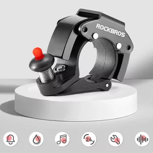 Dzwonek rowerowy do roweru uniwersalny RockBros Big Ring aluminiowy mocny na kierownicę 100dB wodoodporny czarny - Głośniki komputerowe - miniaturka - grafika 18