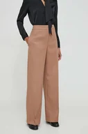 Spodnie damskie - Calvin Klein spodnie damskie kolor beżowy proste high waist - miniaturka - grafika 1