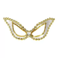 Dodatki do strojów karnawałowych - MASKA BIAŁO ZŁOTA Z ĆWIEKAMI - miniaturka - grafika 1