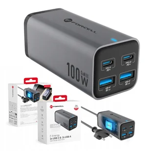 FORCELL ładowarka biurkowa 2 x Typ C + 2 x USB A PD QC4.0 SFC2.0 5A 100W zasilacz stołowy - Ładowarki do telefonów FORCELL ładowarka biurkowa 2 x Typ C + 2 x USB A PD QC4.0 SFC2.0 5A 100W zasilacz stołowy - Ładowarki do telefonów - miniaturka - grafika 1