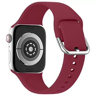 Paski - lopolike Pasek kompatybilny z Apple Watch 38/40/41 mm dla kobiet/mężczyzn, miękki, silikonowy pasek sportowy do iWatch Ultra Series 8, 7, 6, 5, 4, 3, 2, 1, SE, czerwony, czerwony, 42/44/45mm - grafika 1