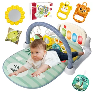 DUŻA MATA EDUKACYJNA INTERAKTYWNA Z PIANINKIEM 3W1 GRZECHOTKI GRYZAKI - Maty edukacyjne - miniaturka - grafika 1