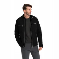 Kurtki męskie - Kurtka męska biker czarna stylowa modna V2 OM-JALP-0157 XXL Ombre premium - miniaturka - grafika 1
