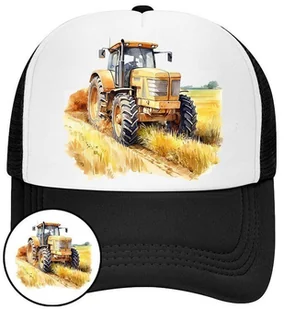 Czapka z Daszkiem Traktor Czarna z Nadrukiem Na Lato Siatka Bejsbolówka - Czapki i chusty sportowe męskie - miniaturka - grafika 1