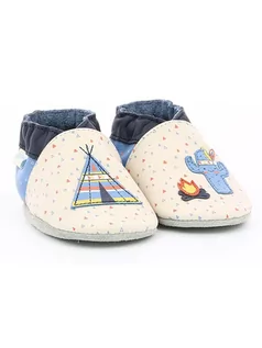Buciki dla niemowląt - Robeez Skórzane buty "Tipi" w kolorze błękitno-kremowym do raczkowania - grafika 1