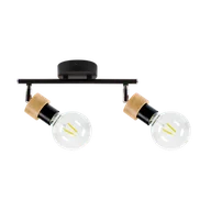 Lampy sufitowe - Britop Regulowana LAMPA sufitowa MARJOLAINE 2831204 loftowa OPRAWA metalowe reflektorki czarne drewno - miniaturka - grafika 1