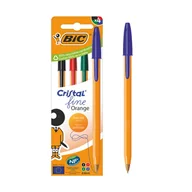Długopisy - BIC Cristal Fine Orange Długopis mix AST Pudełko 4szt - miniaturka - grafika 1