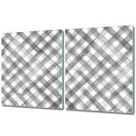 Deski do krojenia - Dekoracyjna Deska Kuchenna ze Szkła - 2x 40x52 cm - Szara krata - miniaturka - grafika 1
