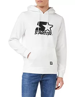 Bluzy męskie - Starter Black Label Męska bluza z kapturem The Classic Logo, męska bluza z logo z przodu, w 11 różnych kolorach, rozmiar S-XXL, biały, XL - grafika 1