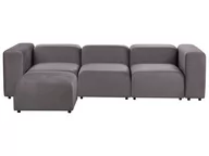 Sofy i kanapy - Sofa modułowa 3-osobowa welurowa z otomaną ciemnoszara FALSTERBO - miniaturka - grafika 1