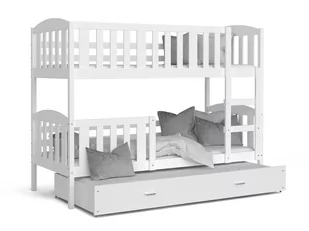 Łóżko piętrowe 200x90 białe szare KUBUŚ 3-osobowe - Łóżka dla dzieci i młodzieży - miniaturka - grafika 1