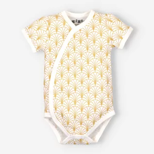 Body dla niemowląt - Body niemowlęce kopertowe żółte Ice Cream z bawełny organicznej dla dziewczynki-68 - grafika 1