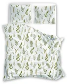 Pościel - Faro Pościel z mikrofibry 140x200 Harmony 2 liście biała zielona z jedną poszewką 70x90 - miniaturka - grafika 1