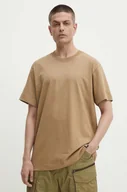Koszulki męskie - G-Star Raw t-shirt bawełniany kolor beżowy gładki - miniaturka - grafika 1