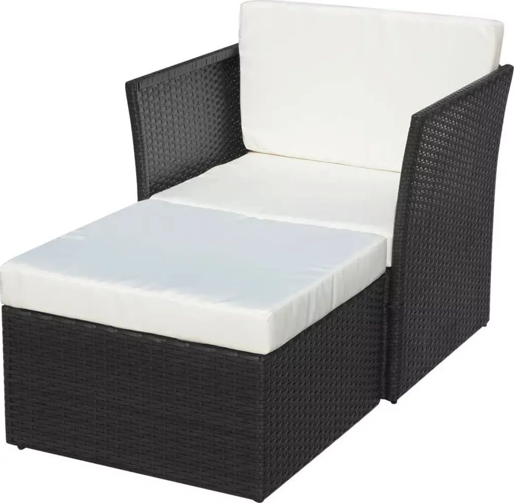 Elior Czarny fotel ogrodowy z podnóżkiem - Bonta