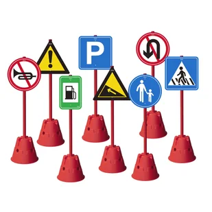 CLASSIC WORLD EDU Zestaw Dużych Znaków Drogowych 90cm - 8el - Zestawy naczyń dla dzieci - miniaturka - grafika 1