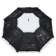 Parasole - Parasol damski automat z falbanką - Paryżanka czarno-biały - miniaturka - grafika 1