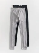 Spodnie i spodenki dla dziewczynek - Reserved - Bawełniane legginsy 2 pack - czarny - miniaturka - grafika 1