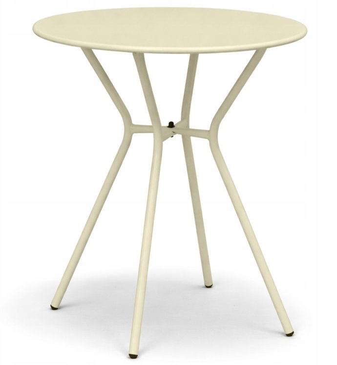 Kontrasto Stół ogrodowy COMO PRO fi60 70 cm kremowy metalowy okrągły na taras KONT_5907368794235