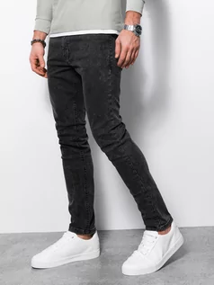 Spodnie męskie - Spodnie męskie jeansowe SKINNY FIT - czarne V6 P1062 - grafika 1