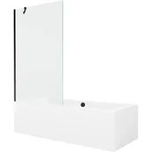 Wanny - Mexen Cube wanna prostokątna 170 x 80 cm z obudową i parawanem 1-skrzydłowym 100 cm, transparent, czarny - miniaturka - grafika 1