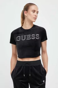 Guess t-shirt damski kolor czarny - Koszulki sportowe damskie - miniaturka - grafika 1